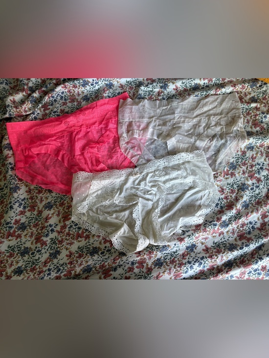 aerie Other - aerie Lace-Trim Cotton Briefs in Hot Pink and White
